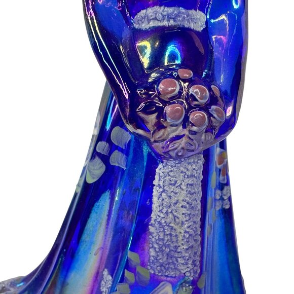 Fenton Bridesmaid Cobalt Blue Iridescent Glass Figurine Floral Artist Signed VTG - Picture 11 of 14
